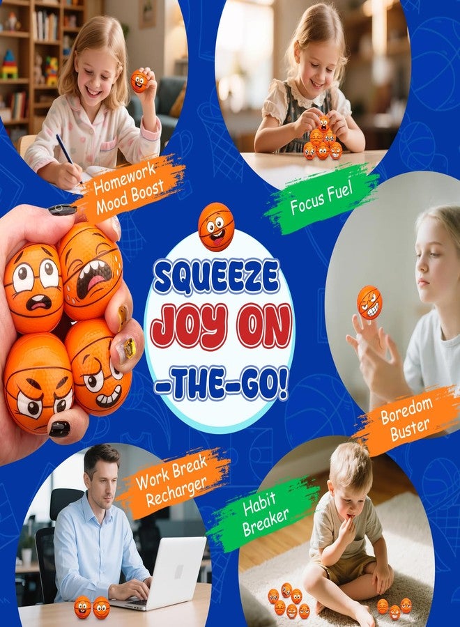 Dilabnba Squishies Sensory Stress Squeezing Balls, 16 Pack Mini Soft Squeeze Foam Basketball Toy Sport Party, Best Calming Tool to Relieve Anxiety, Vent Mood, Improve Focus, Goodie Bags Stocking Stuffers - Image 3